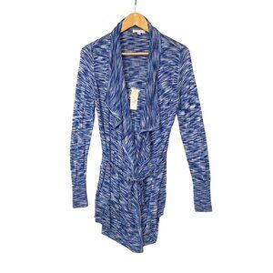 NY & CO Womens Belted Wrap Cardigan Size Medium Blue Long‎ Sleeves Lightweight